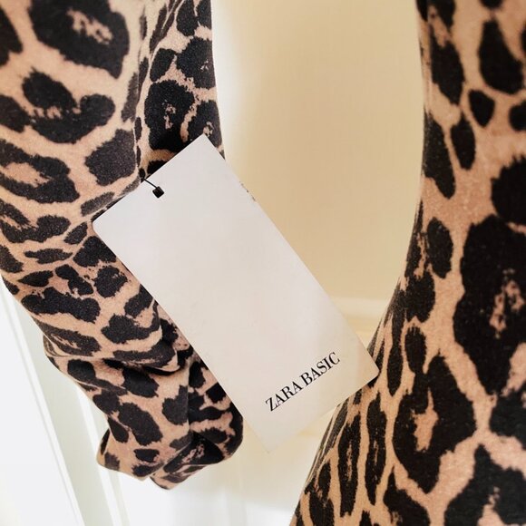 Zara Women's Faux Suede Leopard Print Bodycon Dress Medium - Picture 8 of 10